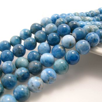 Prirodni Apatit A grade, Dimenzjia 8 mm. Cena je data za niz od oko 48 perli. ( KPAPAT8A )