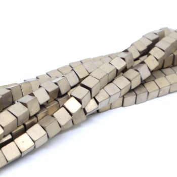 Hematit perle  4x4 mm- boja mat zlatna ( KPHEM62 )