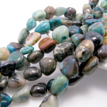 Prirodni poludragi kamen Hrizokola, perle nuget polirane, Dimenzjia oko 10x9mm. Niz sadrži od 38-40 perli ( KPHRIZNUG )