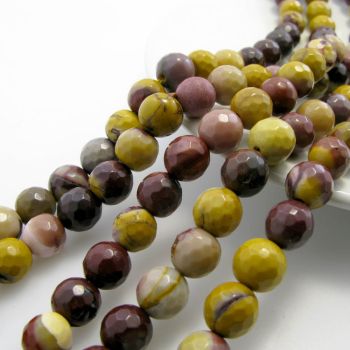 Prirodni Mokait fasetiran, Dimenzjia 8 mm. Cena je data za niz od oko 48 perli. ( KPMOK8F )