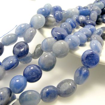Prirodni poludragi kamen PLavi Aventurin, perle nuget polirane, Dimenzjia oko 10x9 mm. Niz sadrži od 38-40 perli ( KPPAVENNUG )