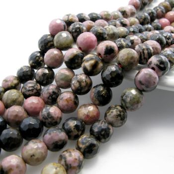 Prirodni Rodonit fasetiran, Dimenzjia 6 mm. Cena je data za niz od oko 65 perli. ( KPRODON6F )