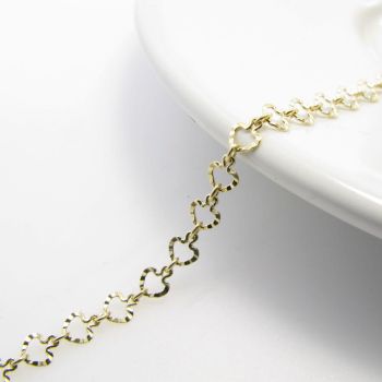 Metalni mesing lanac- boja zlata  4x4mm, alka 2x1mm  ( L3-10Z)