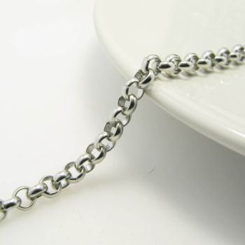 Metalni rolo lanac- boja inoxa ; alka precnika 3 mm, Cena je data za 1 metar ( L1413)