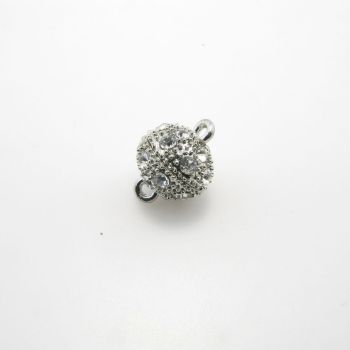 Magnetna kopča sa cirkonima  13 x 18 mm, boja srebra    ( MAGKOP109N )