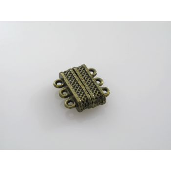 Magnetna kopča  za 3 niza,  17x18 mm,  boja antik bronza    ( MAGKOP116AB )