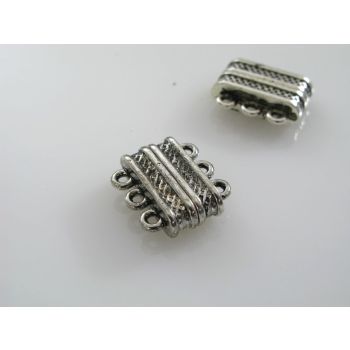 Magnetna kopča  za 3 niza,  17x18 mm,  boja antik srebra    ( MAGKOP116AS )