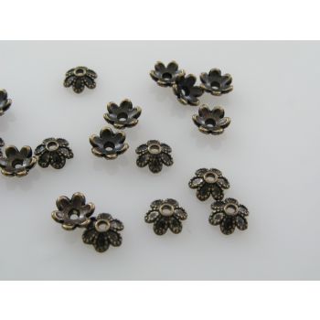 Ukrasna kapica za perle  6x2 mm, boja antik bronze   ( MKOK-KAP123AM )