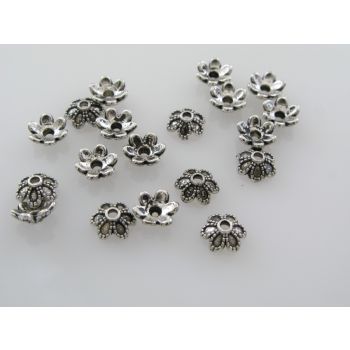 Ukrasna kapica za perle  6x2 mm, boja antik srebra   ( MKOK-KAP123AS )