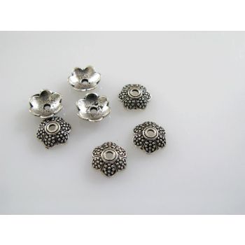 Ukrasna kapica za perle  9x3 mm, boja antik srebra   ( MKOK-KAP124AS )