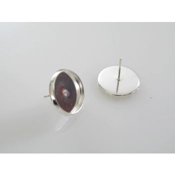 Osnova za Minđuše za punjenje, podloga 12x3 mm, boja srebra ( MKOK-UD100S )