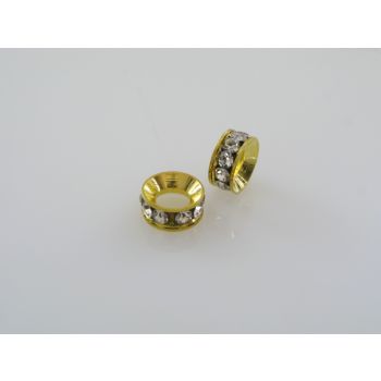 Metalna perla sa cirkonima u Pandora stilu 9x4mm, rupa: 5mm, u boji zlata   ( PANR120Z ) 