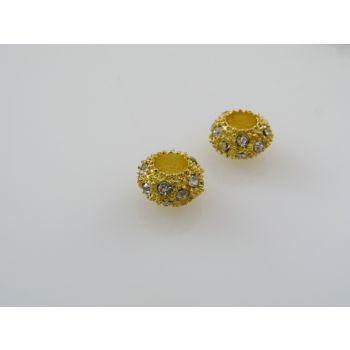 Metalna perla sa cirkonima u Pandora stilu 10x6mm, rupa: 5mm, u boji zlata   ( PANR121Z ) 