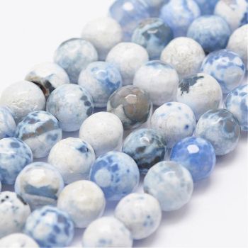 Prirodni fasetiran vatreni Ahat, dimenzije 8mm- boja plava  ( PKAH02 ) 