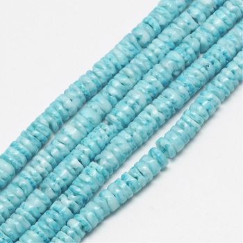 Perle/spejseri od školjke, Nebo plava, 5~7x1~3mm, Rupa: 1mm , oko 320 kom./ niz ( SHE07 )